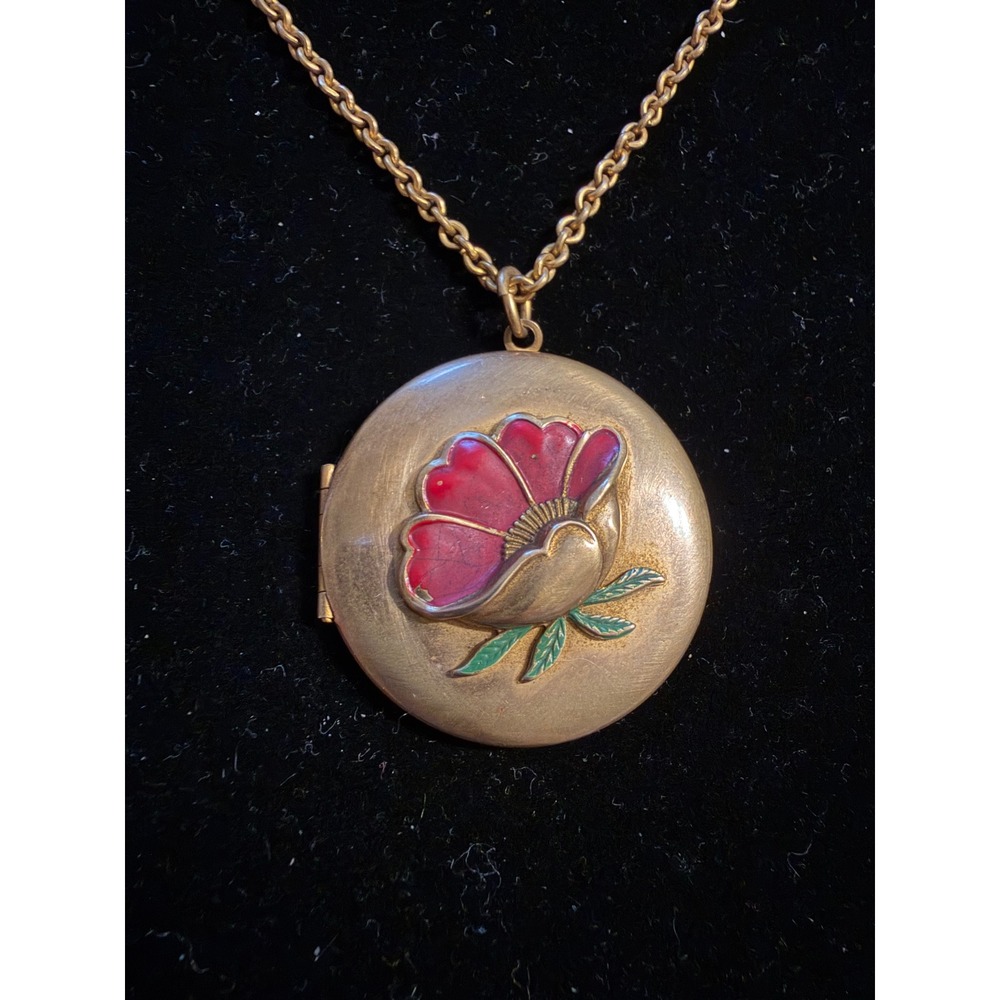 Art Nouveau Locket Necklace Flower
